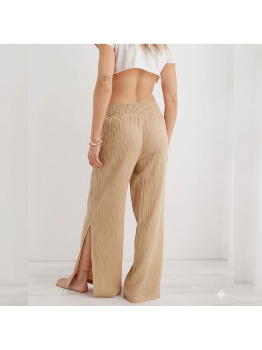 Aerie Green Wide-Leg Pants